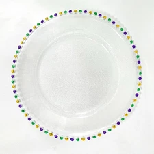 8 PC Set 13" Plastic Acrylic Beaded Charger Plates for Wedding Party Dinner