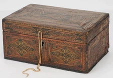 18thC Antique Persian Khatam Kari Inlaid Marquetry Box, Rare