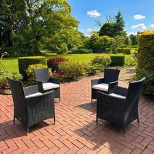4 X RATTAN GARDEN FURNITURE DINING CHAIRS SET OUTDOOR PATIO