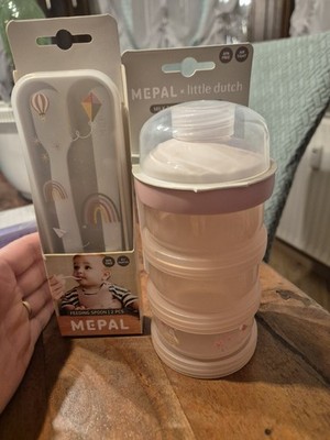Mepal Set Portionier + 2 Löffel FEEDING SPOON + MILK POWDER TOWER