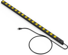 Long Metal 16 Outlet Power Strip,Wide Spaced Garage Industrial Heavy Duty Power