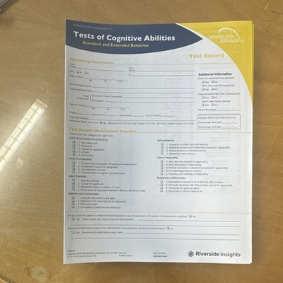 Riverside Insights Woodcock Johnson IV Cognitive Abilities Test Record Std/Ext