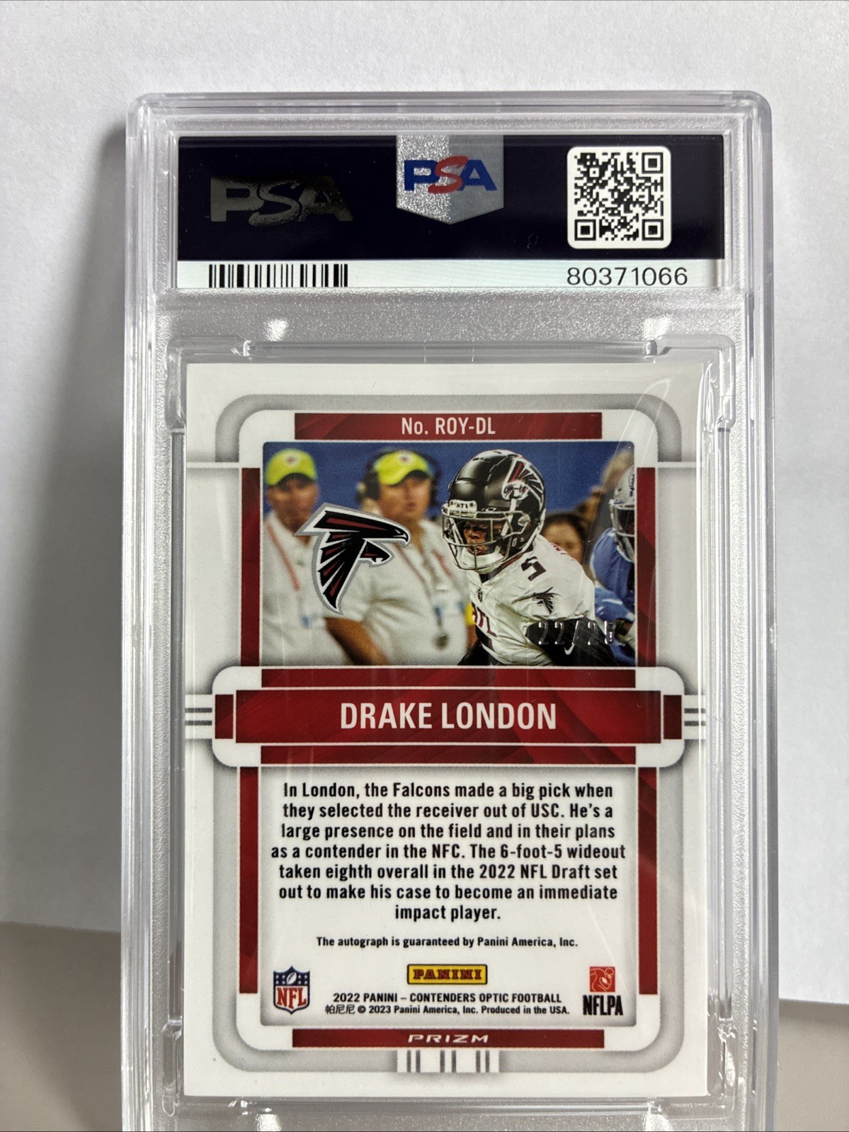 2022 Contenders Optic Drake London (RC) AUTO Green Pulsar Prizm /25 PSA 9 MINT view 2