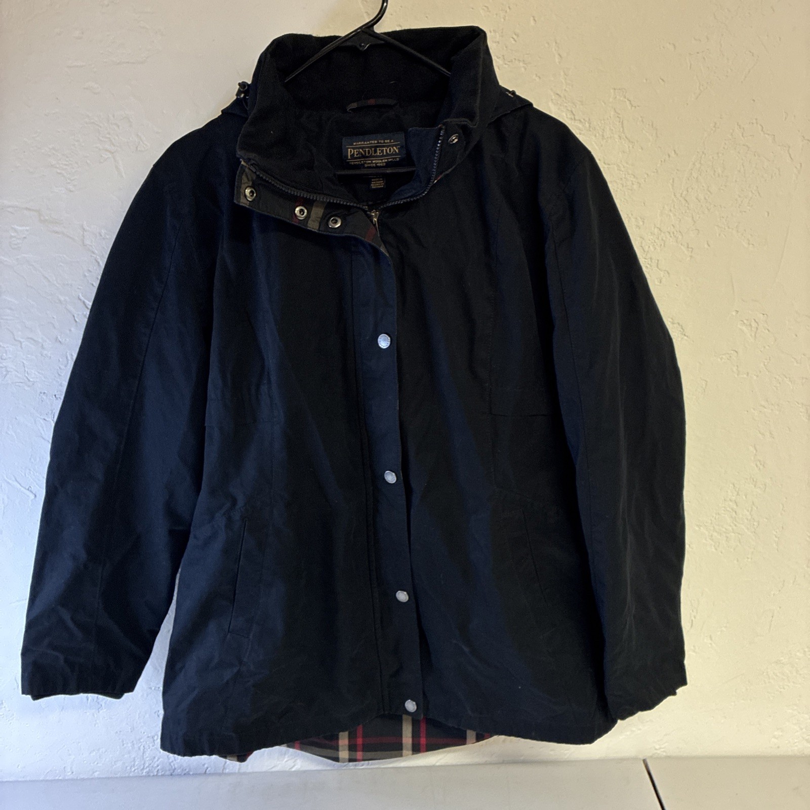 Pendleton jacket Zip/Button Up Men Black Plaid Li… - image 1