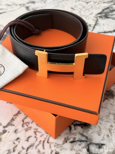 hermes mens reversable belt H buckle black and brown leather 100% authentic