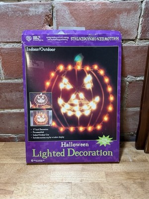Vtg Impact Plastics Lighted Wall Window Halloween Pumpkin Jack O Lantern 14x13