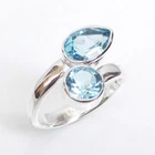 Natural Blue Topaz Ring, Adjustable Ring, 925 Sterling Silver Topaz Rings-BT029