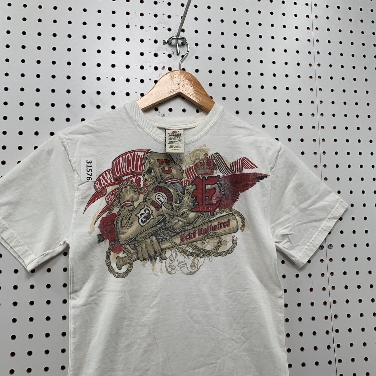Vintage Ecko UNLTD Shirt Youth Boys Small White Skull Demon