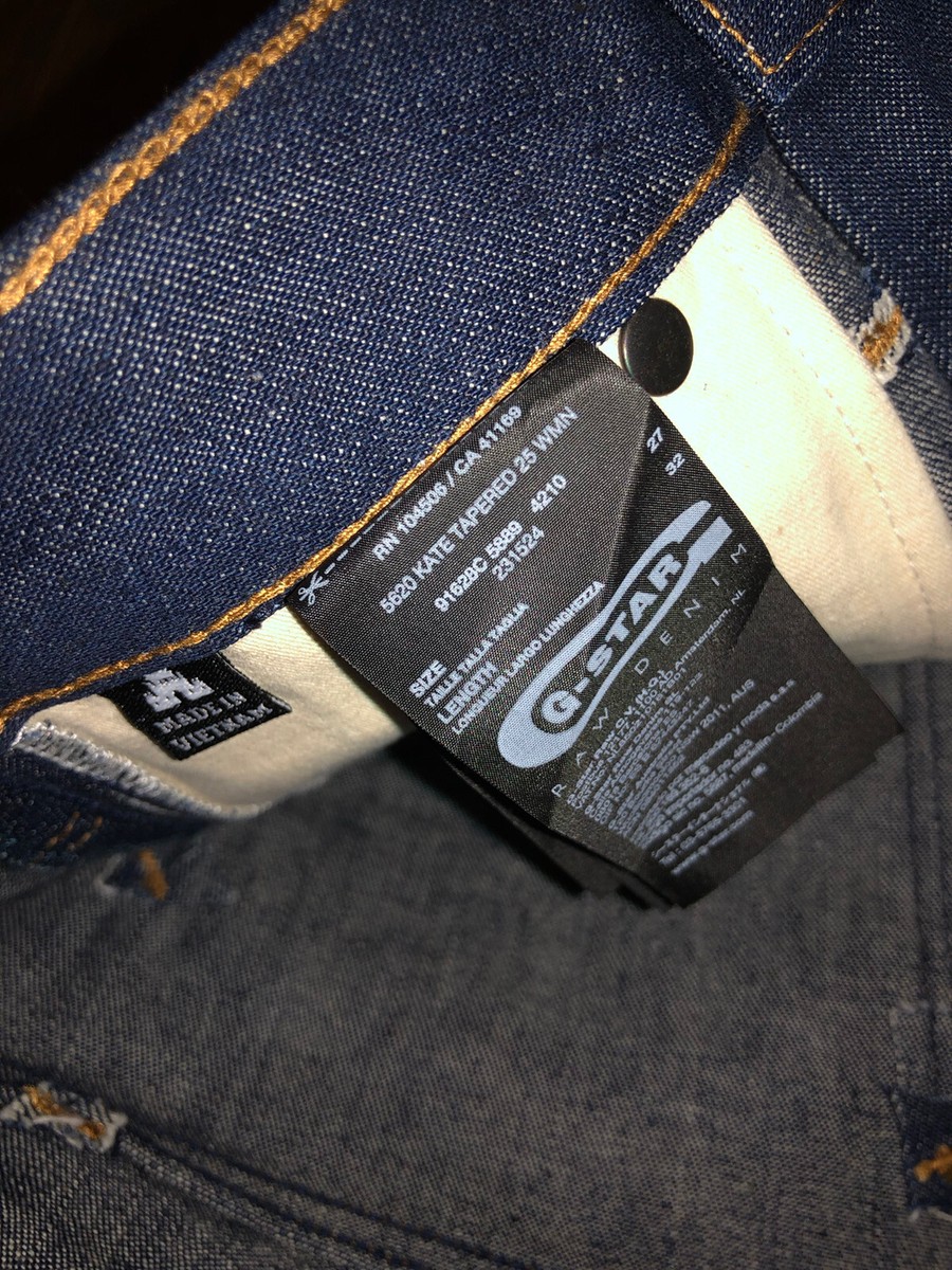 Jean Femme G-Star Raw 5620 Kate Tapered - Taille W27/L32 - Indigo Raw - Neuf Avec étiquette