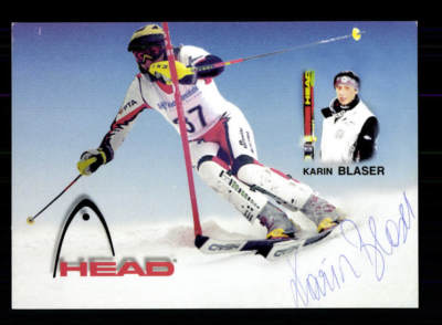 Karin Blaser Autograph Card Original Signed Ski Pin + A 184616