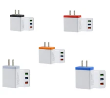 2x 2.4A Metal Circle 3 USB  Wall Charger Tablets/ Phones Samsung, LG, HTC, Etc.