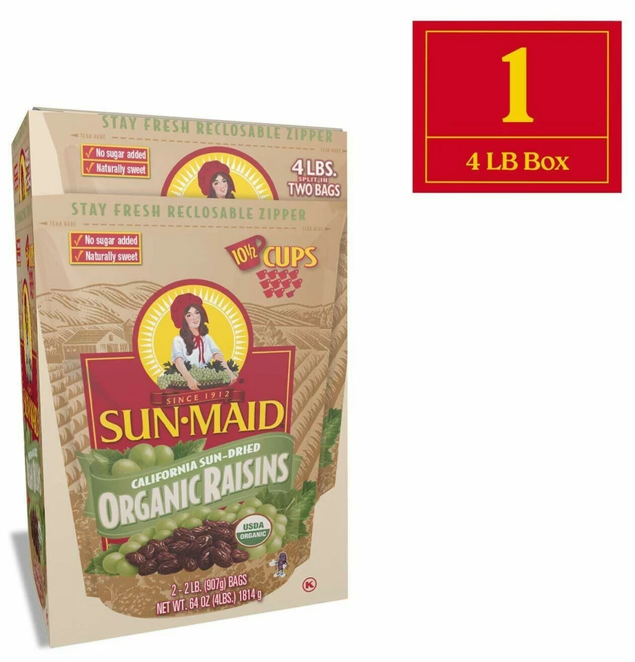 Sun Maid Organic California Sun-Dried Raisins 2 Bags-2 Lb, Total 4 Lbs - Image 2 of 4
