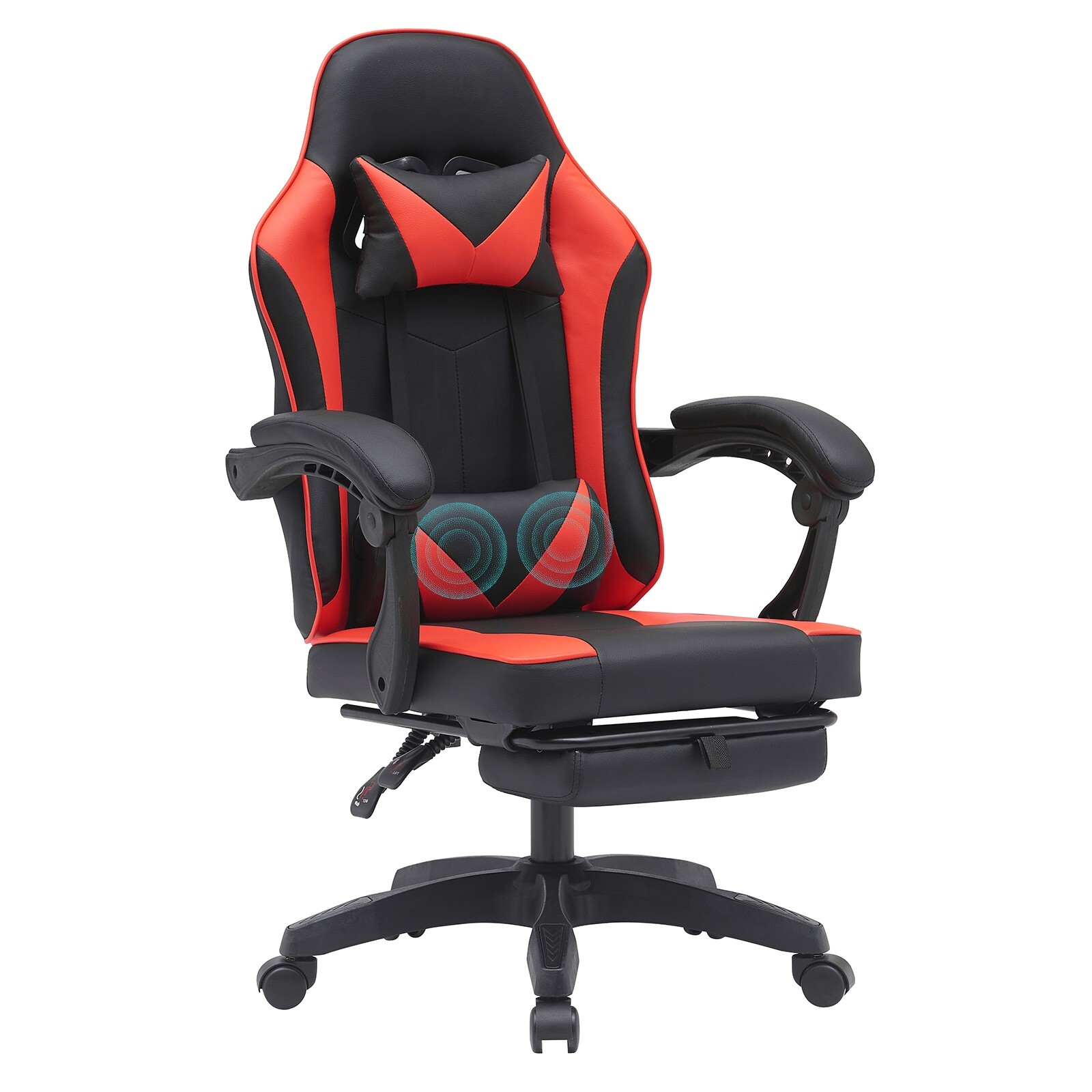 Massage Gaming Chair Home Office Ergonomic Executive Computer Racing Chair Red-image