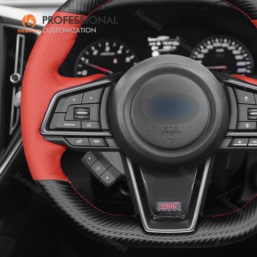 Hand sewn DIY Leather Carbon Fiber Steering Wheel Wrap for Subaru WRX 2022-2023 - Picture 4 of 12
