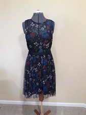 Disney Snow White Tulle Overlay Fit Flare Princess Dress High/Lo Floral 10