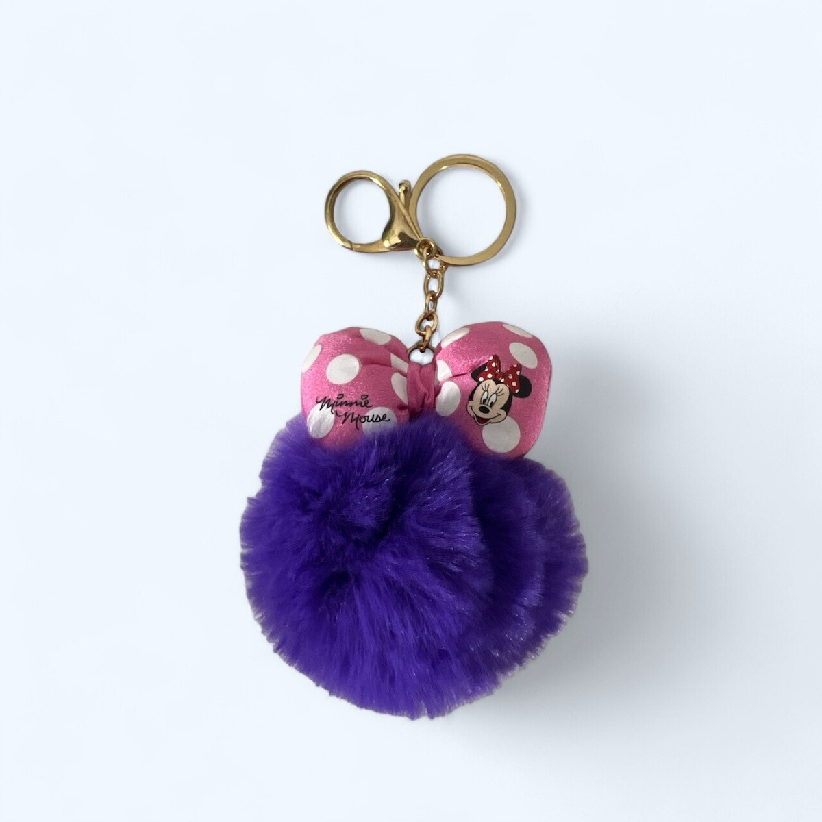 DISNEY PARKS Minnie Mouse Fuzzy Fur Ball Purple Pom Pom Plush
