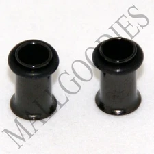 0074 Black Single Flare Flesh Steel Tunnels Earlets Gauges 2G Ear Plugs 6mm PAIR