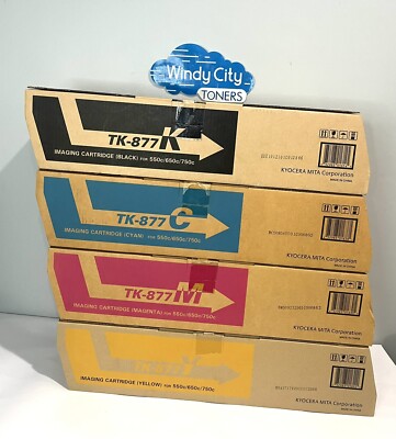 Kyocra Mita TK-877 Original Complete Set 4 color Toner Cartridges KCMY NEW