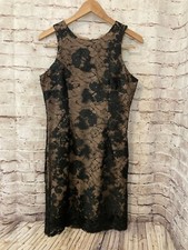 Dress The Population Dress Womens Large Black Lace Sheath Lined LBD Evening