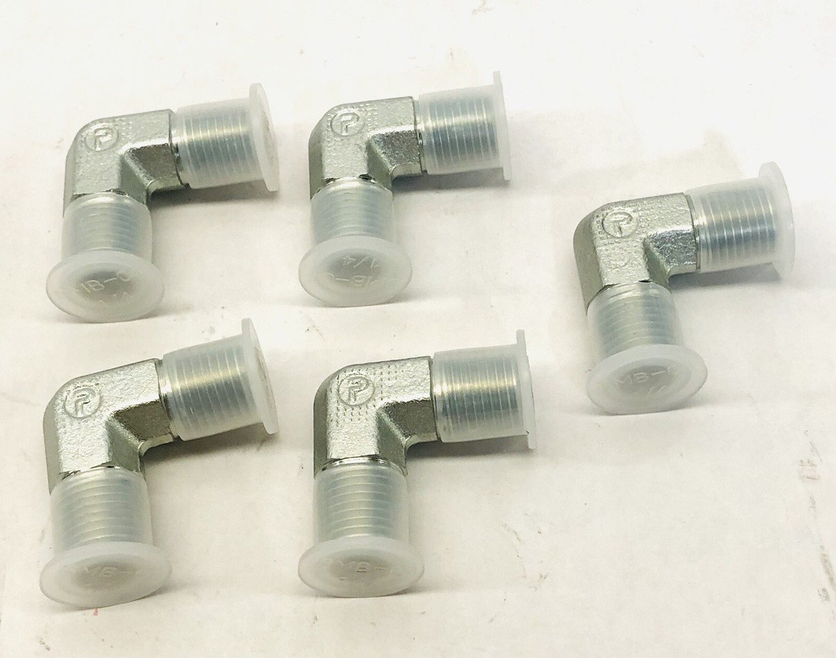 LOT OF 5 PARKER 1/4CR-S - MALE PIPE ELBOW 90° - STEEL | eBay