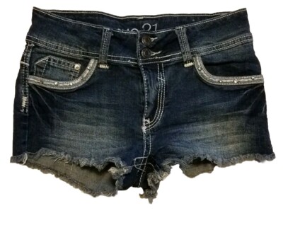 Rue 21 Women's Shorts 3/4 High Waisted Blue Jean Denim Shorts