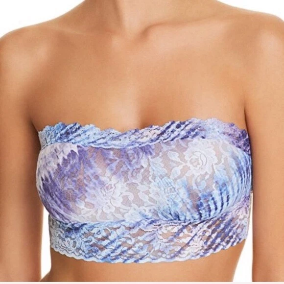 Hanky Panky #9A7102 firma bandeau forrado de encaje, grande, azul/multi, nuevo con etiquetas, $52 Foto 3 de 4