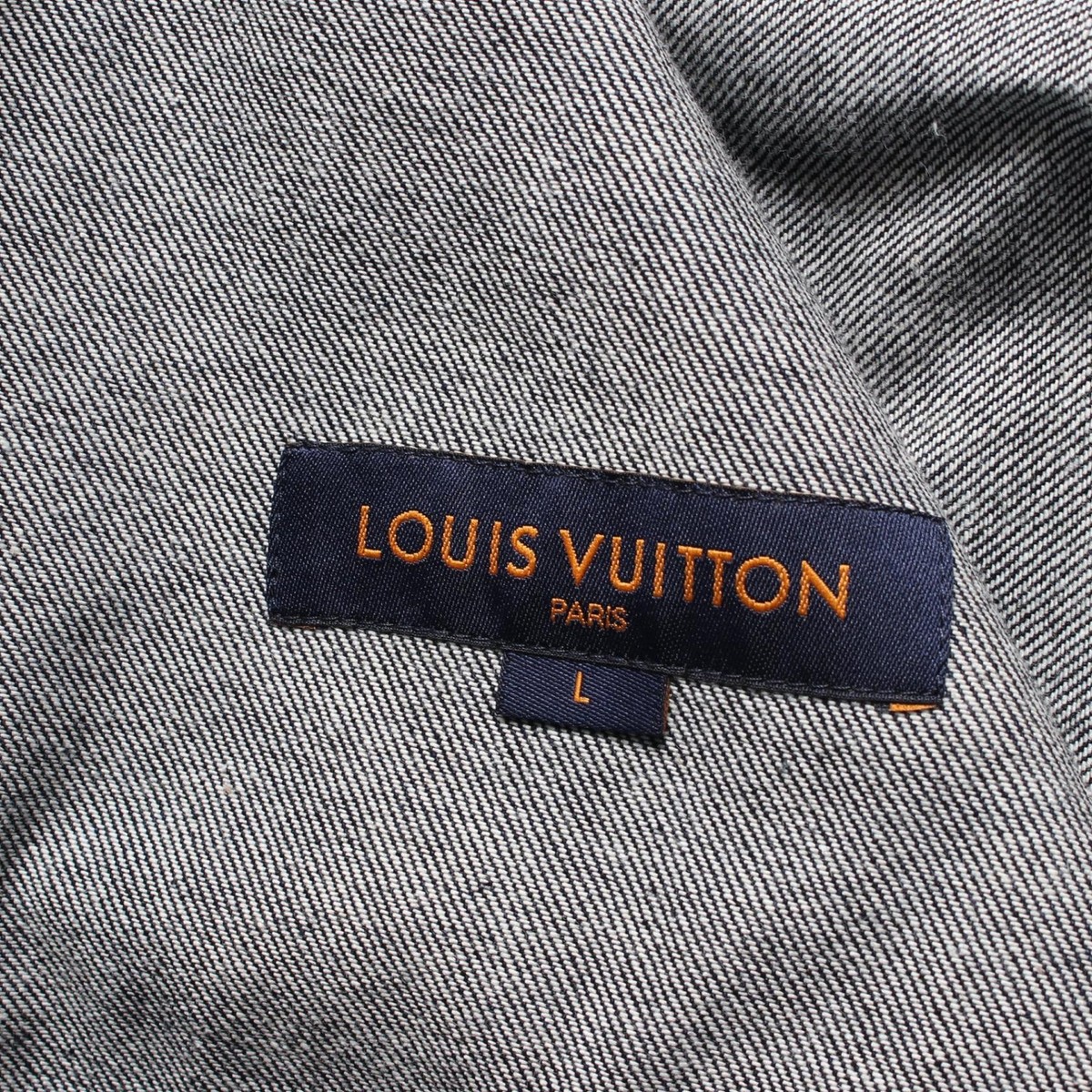 LOUIS VUITTON LV Leaf Denim Baseball Shirt cotton Navy White LOUIS VUITTON LV Leaf Denim Baseball Shirt cotton Navy White