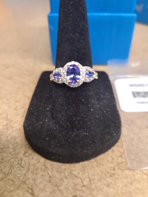 JTV Tanzanite With White Zircon 18k Yellow Gold Over Sterling