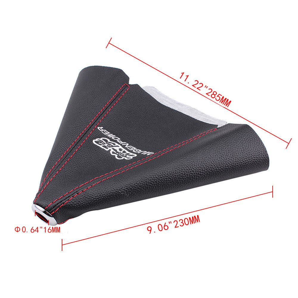 MUGEN Style Shift Knob Boot Cover - Black PVC Leather With Red Stitching For Honda Models