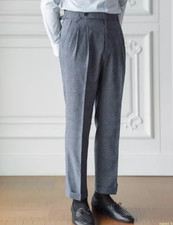 Men Casual Gurkha British Style High Waist Straight Pants Business Trousers