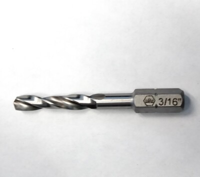 Wiha 78015B 3/16'' Stubby High Speed Drill Bit 1/4'' Hex Shank BULK