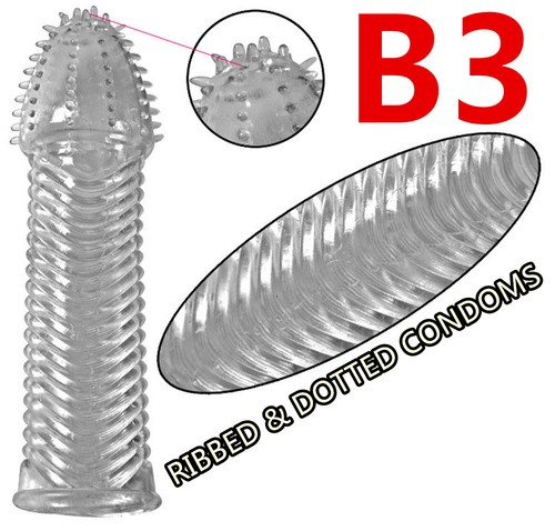 Men Enlarge Spike Dotted Ribbed Delay Aid Thickening Thorn Reuseable Condoms A - Picture 9 of 14