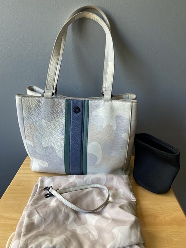 Dagne Dover Allyn Haze Camo Stripe Small Leather Tote Vintage Condition Issues