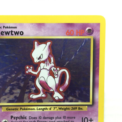Mewtwo 10/102 Base Set Rare Holo 1999 Pokemon Card - Error Off