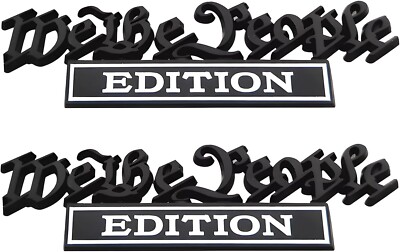 Pair Set WE The People Edition Raised Letters Emblem 3D Badge (Black White)