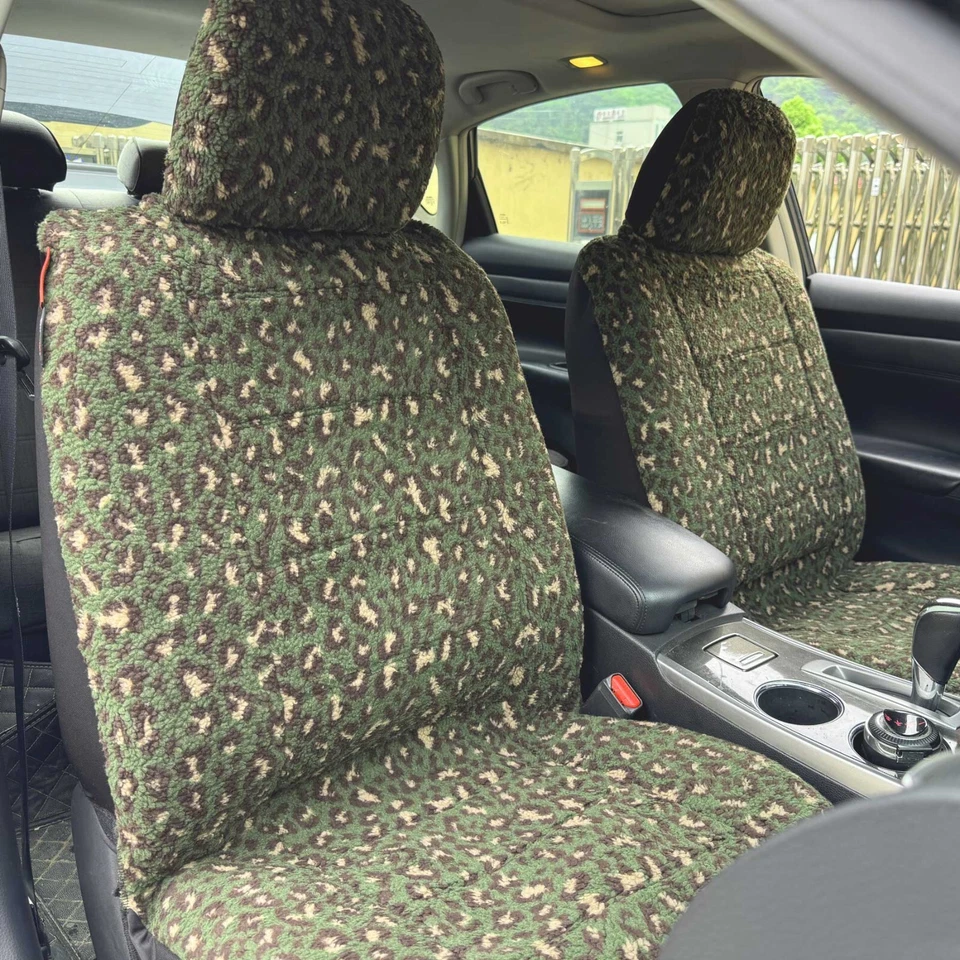 Fundas de asiento de coche de piel de oveja sintética leopardo verde suave para Subaru Loyale Foto 4 de 4