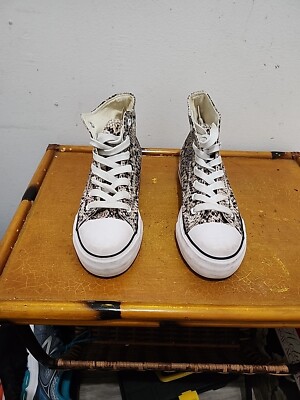 Olivia Miller $79 Tan Black Snake Print Canvas High Top Platform Sneakers Sz 8