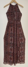 Society Amuse Womens Halter Sleeveless Lotus Maxi Dress Multicolored Size Large