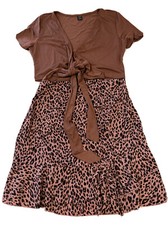 Shein Womens Short Sleeve Top & Skirt Set Tie Front Zip Size 6