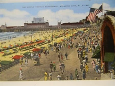 Vintage Linen Atlantic City New Jersey Boardwalk Beach Goers Postcard P16