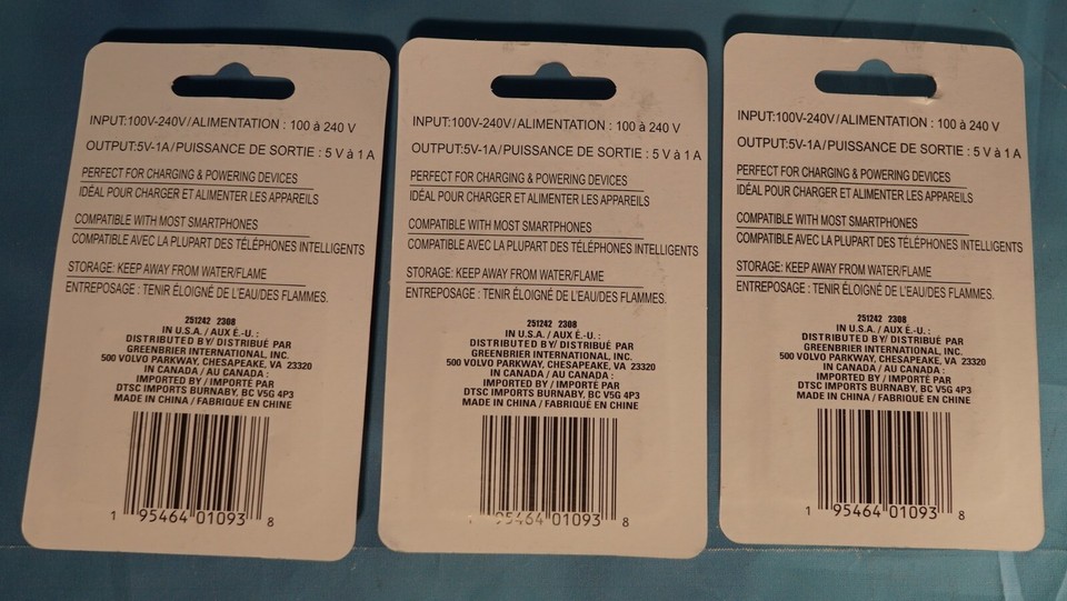 NEW THREE ECircuit 1.0 AMP USBA to AC Wall Plug Charger eBay