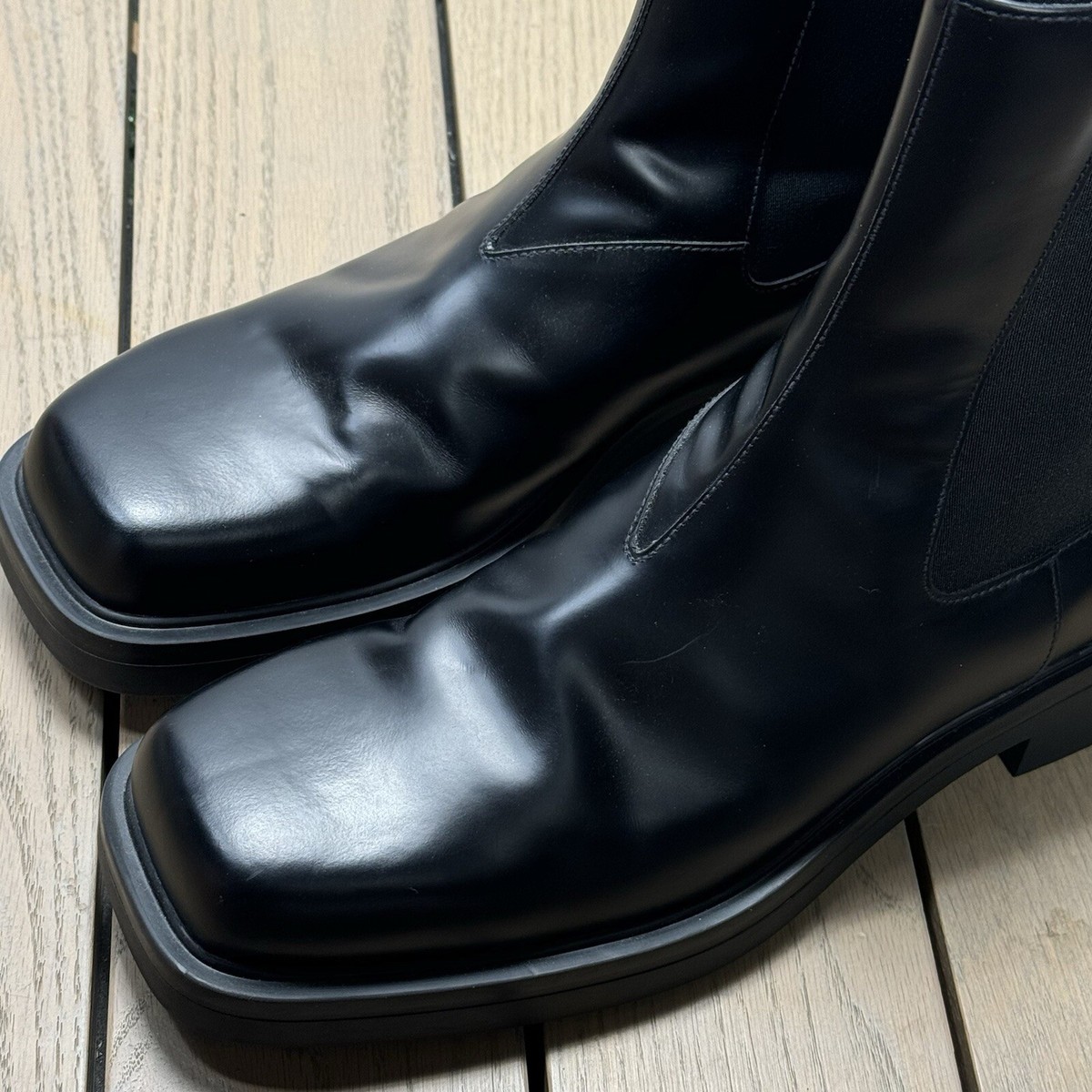 Prada Chelsea Boots Slip On Black Leather Mens 10 Made In  display picture 3