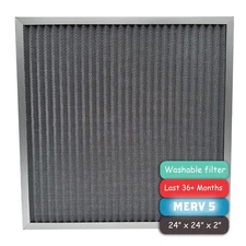 Washable Furnace Air Filter (24"x24"x2" MERV 5) Aluminum Electrostatic Filter