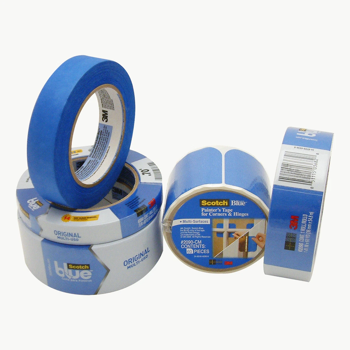 3M 2090 Masking Tape, 1 x 60 yds., Blue, 36/Case