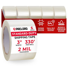 3" X 110 Yards Clear Packing Tape, 2.0 Mil Thick, Pack of 6 Rolls - Standard-Dut