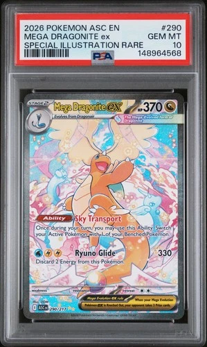 2026 POKEMON ASCENDED HEROES ILLUSTRATION RARE #290 MEGA DRAGONITE EX PSA 10