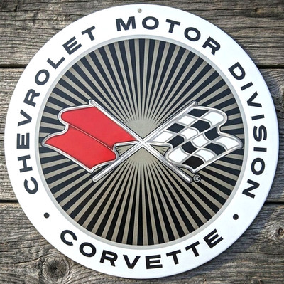 Chevrolet Corvette 8'' Diameter Novelty Metal Sign Made In USA New!