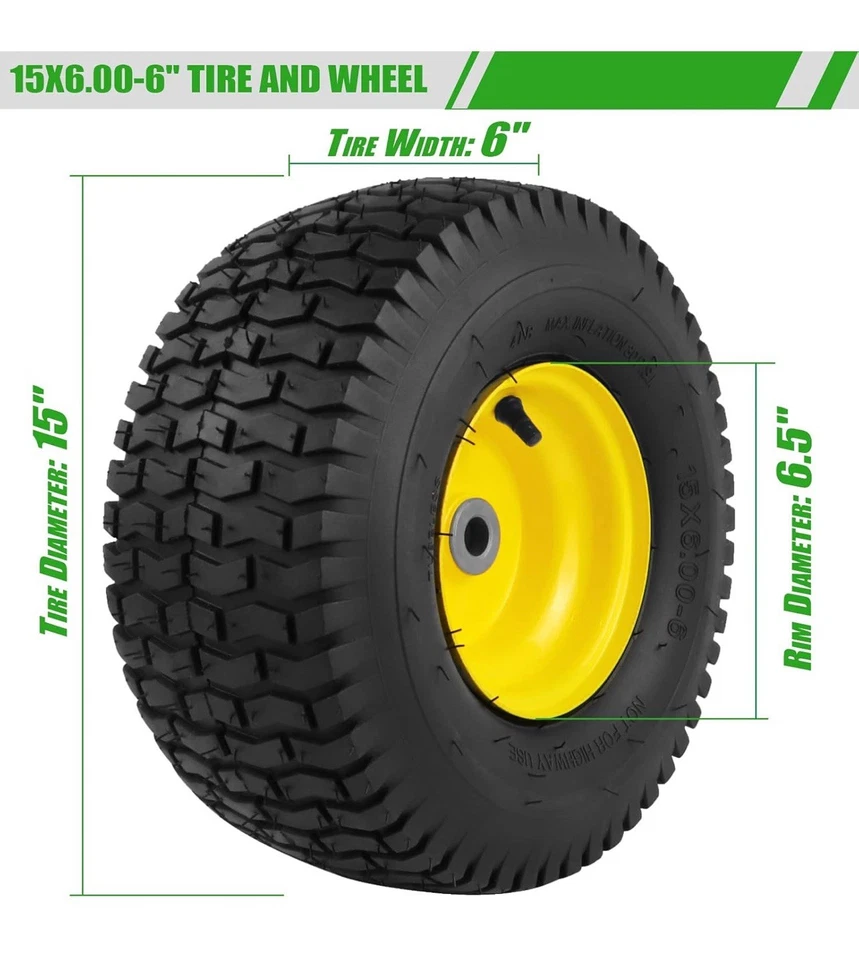 1 PIEZA 15x6.00-6 Neumáticos para Cortacésped, 4 Capas Tubeless 15x6-6 Conjunto de Neumáticos Delanteros Re... Foto 2 de 4