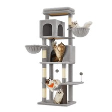 Feandrea Cat Tree, 69-Inch Tall Cat Tower, Multi-Level Plush Condo with 2 Cav...