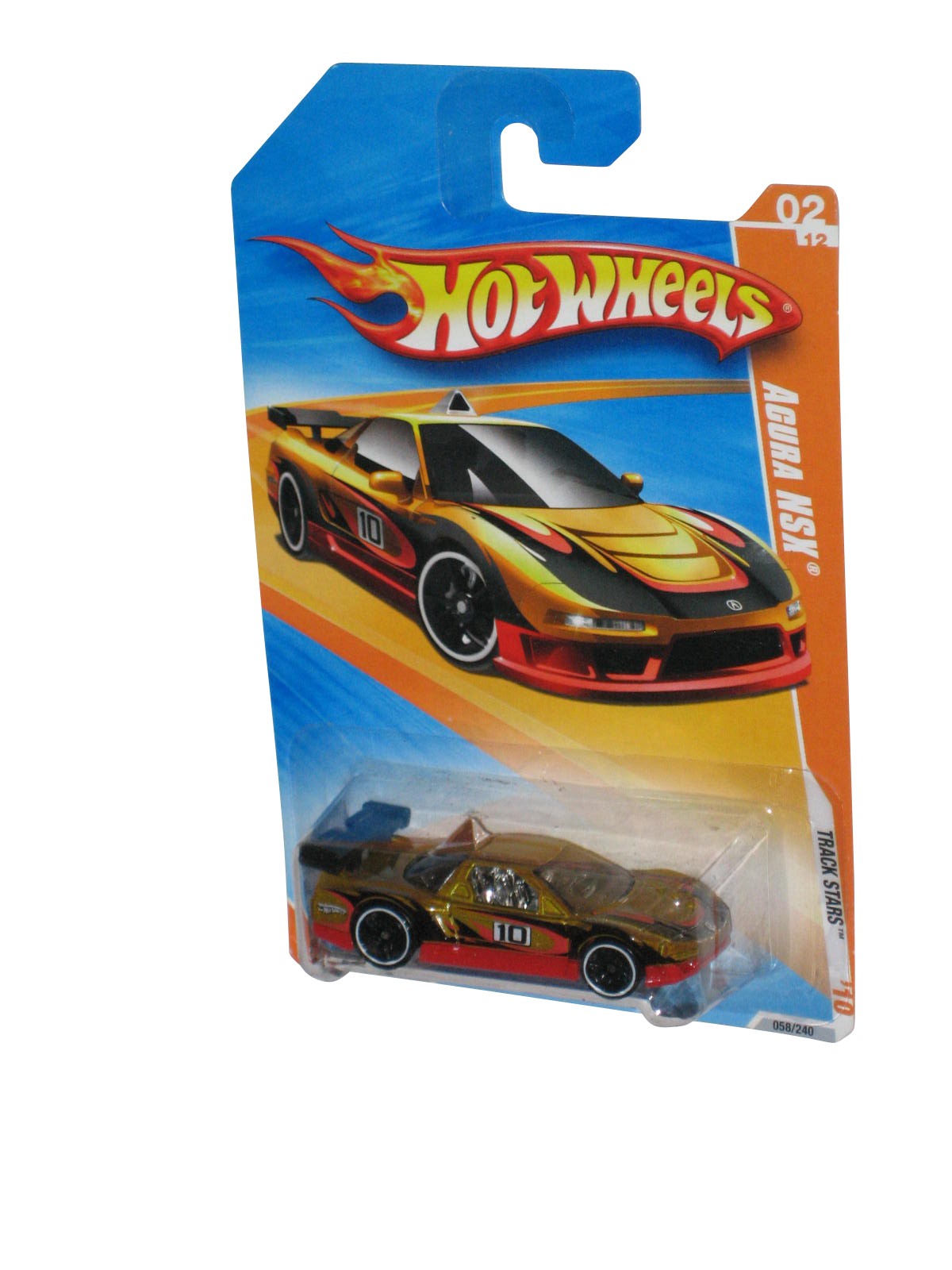 Hot Wheels Track Stars '10 2/12 (2009) Gold & Red Acura NSX Toy Car 058/240